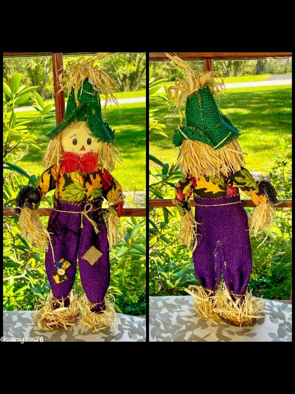 ▪️VTG▪️Three HANDCRAFTED 18.5" & 12.5" Straw Textile & Wood SCARECROW Figures - Picture 2 of 15